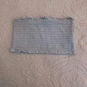 Blue and white striped crop top